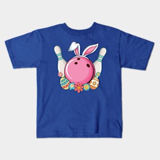 Bowling ball & pins Bunny ears Egg Hunting Easter Bowling Kids T-Shirt